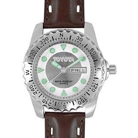 Toyota Brown Leather Band Wrist Watch Men