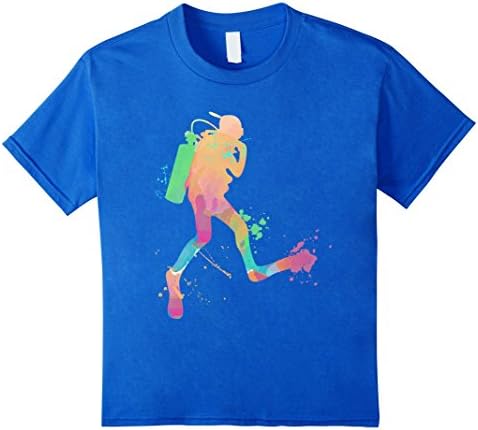 Kids Scuba Dive Diving Watercolor Men Women Boys Girls Gift Shirt 6 Royal Blue