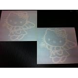 1 Pair Hello Kitty Angel Style Racing Car Decal Sticker (New) White Size 5.6x5.5 by click2go