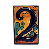 2, Two, Cactus Design Ceramic Number Tile