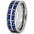 Tungsten Carbide Double Blue Carbon Fiber Inlay Ring (8.0mm) - Sizes 8 - 13