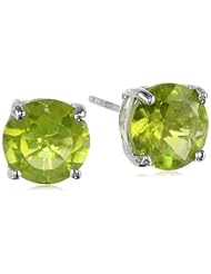Sterling Silver 8mm Round Peridot Earrings