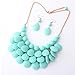 DDU(TM) 1 Set Sky Blue- Multi-Layer Bubble Bead Candy Choker Clavicle Necklace Sweater Chain Pendant+Earrring