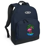 FLAMINGO Backpack Navy Blue Pink Flamingos for Travel or School Bags - Best Unique Gifts For Boys, Girls, Adults, College Students, Men or Ladies