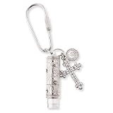 Silver-tone Cross & Flashlight Key Fob