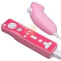 Pink / Solid Pink - Eforcity Premium 2 Tone Virgin Silicone Skin Case for Nintendo Wii Remote Control & Nunchuk