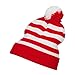 Striped Pom Pom Cuff Long Beanie