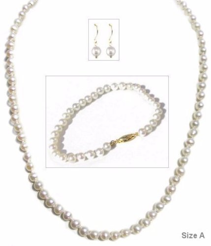 Click here to buy Classic - Necklace, Bracelet and Earring Grade AA Pearl Set.
