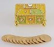 Wedding Ceremonial Arras, or 13-gold plated Coins, with Multicolored Treasure Box and Gift Box: Imported and Hand-Made