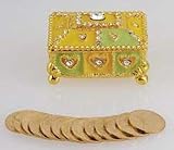 Wedding Ceremonial Arras, or 13-gold plated Coins, with Multicolored Treasure Box and Gift Box: Imported and Hand-Made
