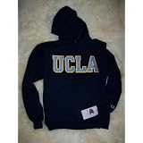 Navy Champion UCLA Bruins Hooded Sweatshirt wiith Sky Blue and Gold Stitched Lettering at Champion