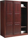 Wardrobe with 3 Sliding Raised Panel Doors, Mahogany, 52