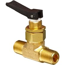 Ham-Let H1200 Series Brass Toggle Valve, Inline, 1/4" NPT Male