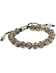 M.Cohen Handmade Designs Carved Smokey Topaz Skulls with Silver Detail Bracelet