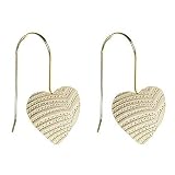 18kt Gold over Sterling Silver Textured Heart Drop Earrings