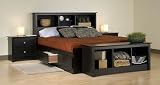 Prepac 2-Drawer Tall Night Table with Open Shelf - Black Prepac 2-Drawer Tall Night Table with Open Shelf - Black