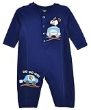 Franco Apparel Baby-Boys Newborn Peanuts Terry Coverall Rompers Set, Navy, 9 Months