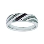 Men's Sterling Silver Black Diamond Gents Ring 1/10 cttw, Size 10.5