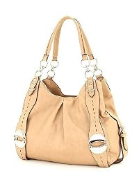 Light Tan Designer Inspired Chain Handle Hobo Handbag