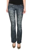 Almost Famous Splatter Ripped Blue Rinse Flare Jeans