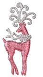 7 Pink And Silver Glitter Standing Reindeer Christmas Ornament
