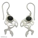 Onyx earrings, 'Guppies' 0.6" W 1.7" L