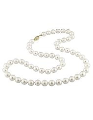 10k Yellow-Gold 6.5-7 MM White Akoya Cutured Pearl Strand, 24"
