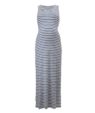 Maternity Blue & Grey Stripe Jersey Tube Dress