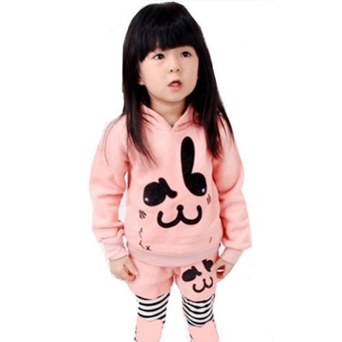 PanDaDa Girls Rabbit Hoodie Sweat Shirt Pants Pullover Suits Outfits Sets 1-6y