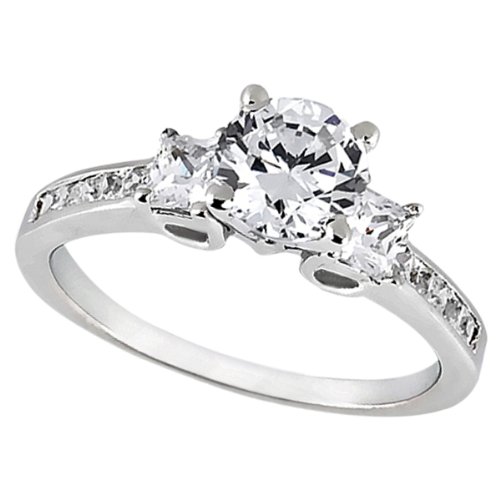 Deals Three-Stone Princess Cut Diamond Engagement Ring Palladium (0.64ct)