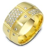 Thick 14 Karat Yellow Gold Diamond Wedding Band, 0.63 TCW