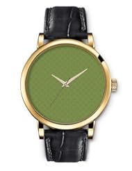 SPRAWL Aanalog Fashion Series Gold Ladies Watches of Genuine Black Leather Strap,Unique Wrist Watch for Women Girls Designed with Flowers green background