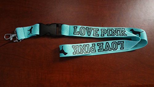 Love Pink Teal Lanyard Keychain Holder