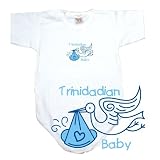 BABY BODYSUIT WHITE  LIGHT BLUE STORK TRINIDADIAN  TRINIDAD AND TOBAGO