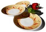 Pinzon by Caleca Chili Peppers 4-Piece Soup Plate Set