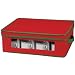 Household Essentials 538RED Holiday Dinnerware Storage Chest for Coffee Cups - Red with Green Trip