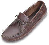 Men's Minnetonka Moccasins Lariat Leather Double Bottom Softsole Moc Dark Brown