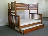 Bunk Bed Twin over Full Mission style - Side Ladder in Expresso with Twin Trundle