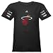 adidas Miami Heat Youth Girls Basketball Fashion V-Neck Heathered T-Shirt - Black (Small)