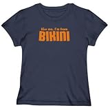 T-SHIRT WOMAN NAVY BLUE  KISS ME , I'M FROM BIKINI  MARSHALL ISLANDS