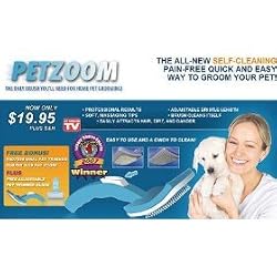 PetZoom Self Cleaning Grooming Brushes (set of 2) with Bonus Trimmer Attachment