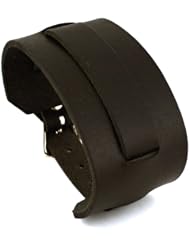 Nemesis #NB-K Wide Black Leather Cuff Watch Band