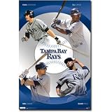 Professionally Framed Tampa Bay Rays Team Longoria Upton Price Zobrist Sports Poster Print - 22x34 with RichAndFramous Black Wood Frame