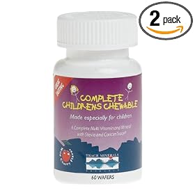 Trace Minerals Complete Children's Chewable Multi-Vitamin/Mineral Wafers, Wild Cherry Flavor, 60-Count Bottles (Pack of 2)
