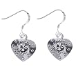 Sterling Silver Patterned Heart Drop Earrings