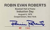 Robin Roberts Autographed 3x5 Baseball Hall of Fame Induction Day Card - Philadelphia Phillies