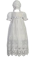 White Embroidered Tulle Lace Christening Baptism Gown