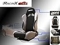 Black with Gray Universal Racing Seats - Pair