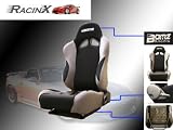 Black with Gray Universal Racing Seats - Pair
