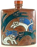 24 Oz. MARA Stoneware COLLECTIBLE Liquor Flask DECANTER Abstract Kitties KITTEN CAT